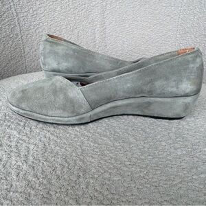 L’Amour Des Pieds Bracey Women’s Gray Leather Suede Round Toe Wedge Loafers Sz 7